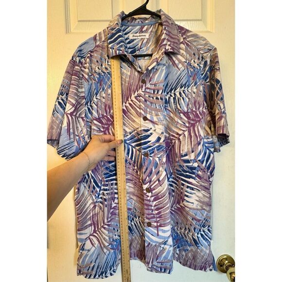 Tommy Bahama San Juan Fronds Silk Men's Hawaiian Blue/Lavender Camp Shirt XL - Picture 8 of 12